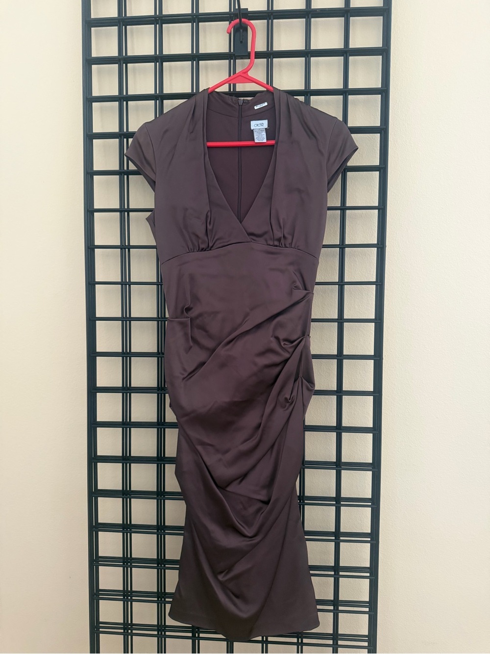 Cache Women's Brown V-Neck Size 8 Draped Cocktail Dress